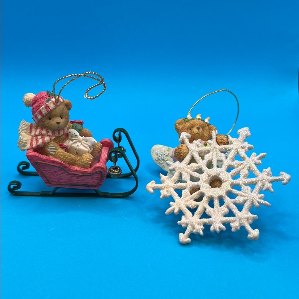 Cherished Teddies Christmas ornaments (pair)